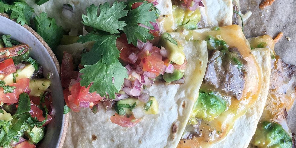 Halal steak and cheese quesadillas