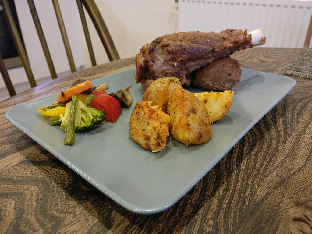Oven cooked halal lamb shanks