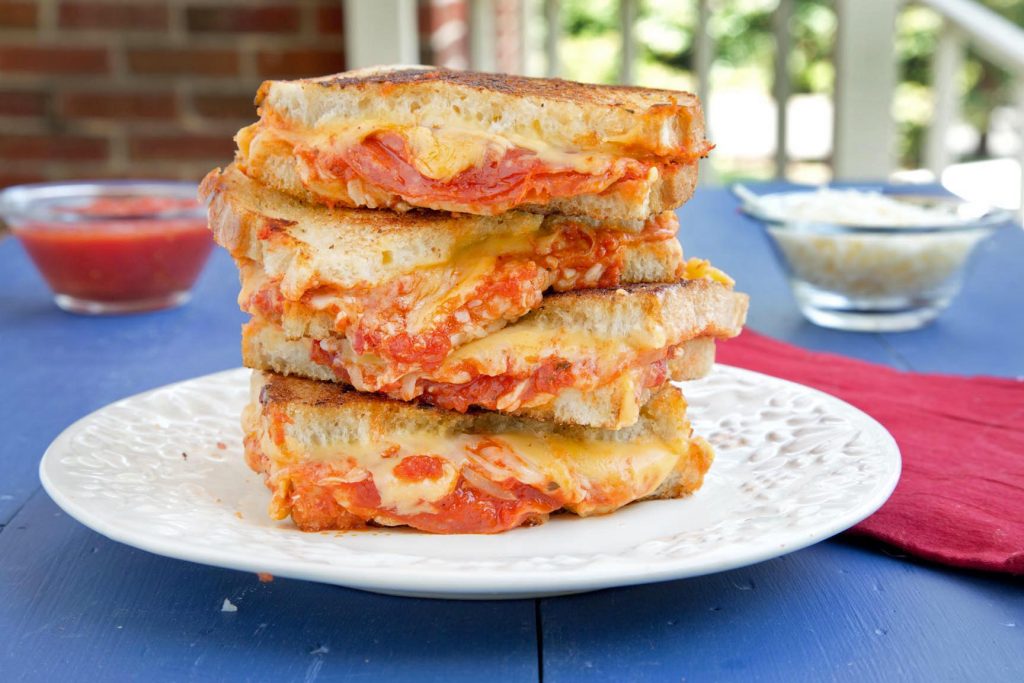 Halal Beef Pepperoni Pizza Grilled Cheese Sandwich