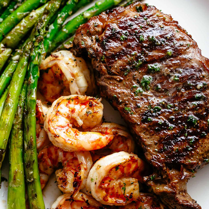 Garlic Butter Grilled Halal Steak and Shrimp