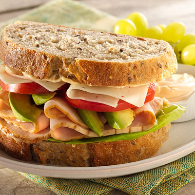 Halal Turkey Sandwich with Swiss Cheese, Tomatoes and Avocado