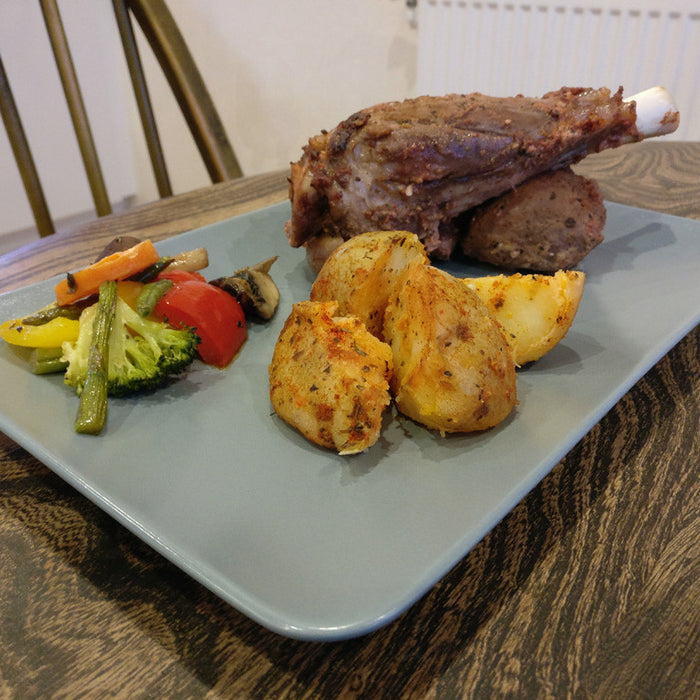 Oven cooked halal lamb shanks